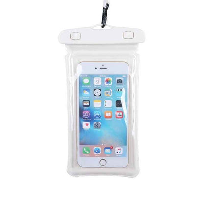 Waterproof Phone Pouch with blue and white protective covers for outdoor water activities.