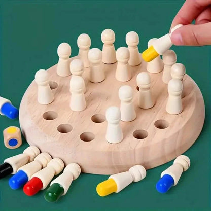Wooden Memory Match Game - Educational Chess Puzzle for Kids &amp; Adults