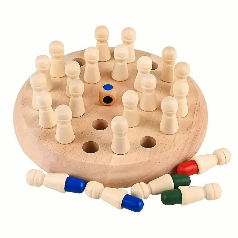 Wooden Memory Match Game - Educational Chess Puzzle for Kids &amp; Adults