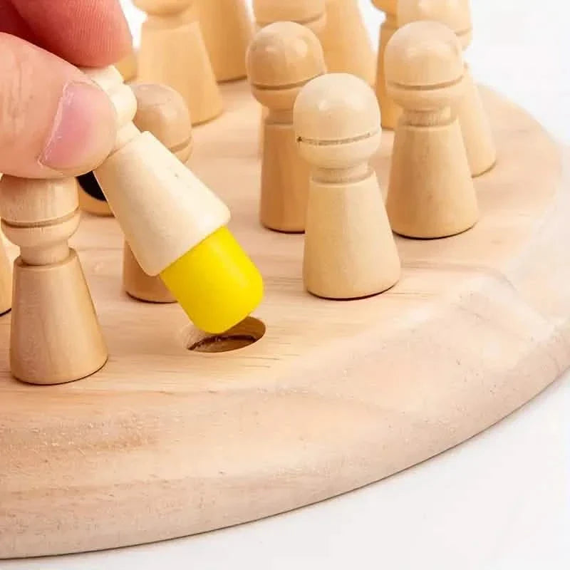 Wooden Memory Match Game - Educational Chess Puzzle for Kids &amp; Adults