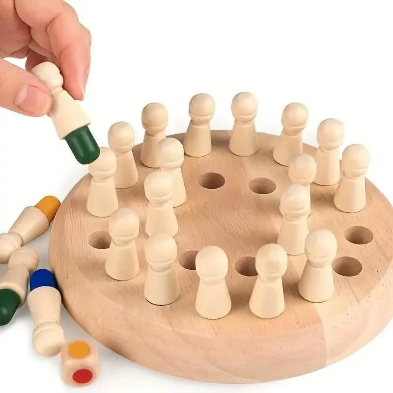 Wooden Memory Match Game - Educational Chess Puzzle for Kids &amp; Adults