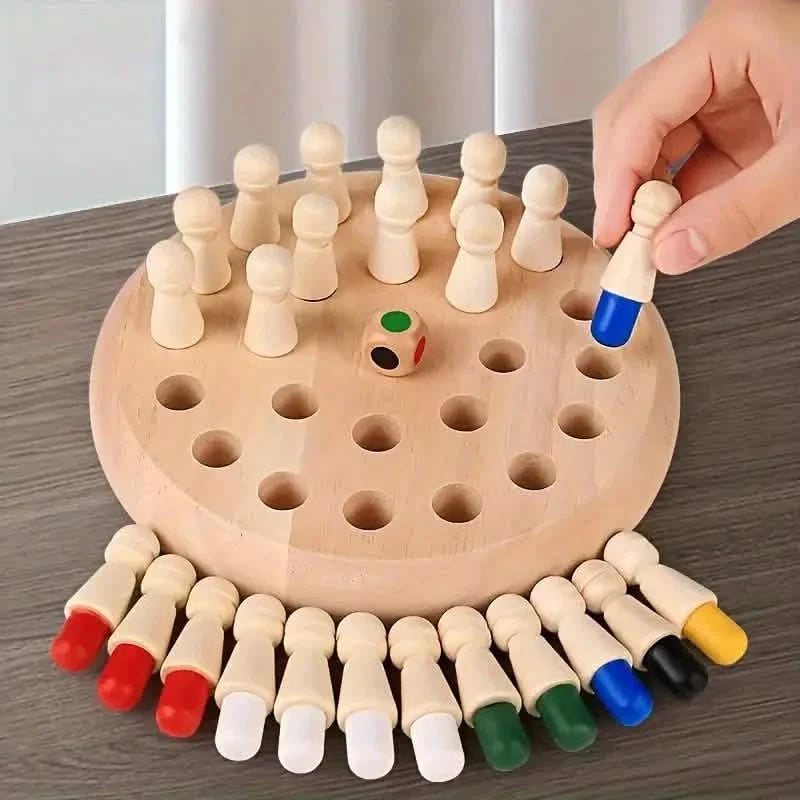 Wooden Memory Match Game - Educational Chess Puzzle for Kids &amp; Adults