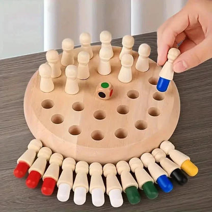 Wooden Memory Match Game - Educational Chess Puzzle for Kids &amp; Adults