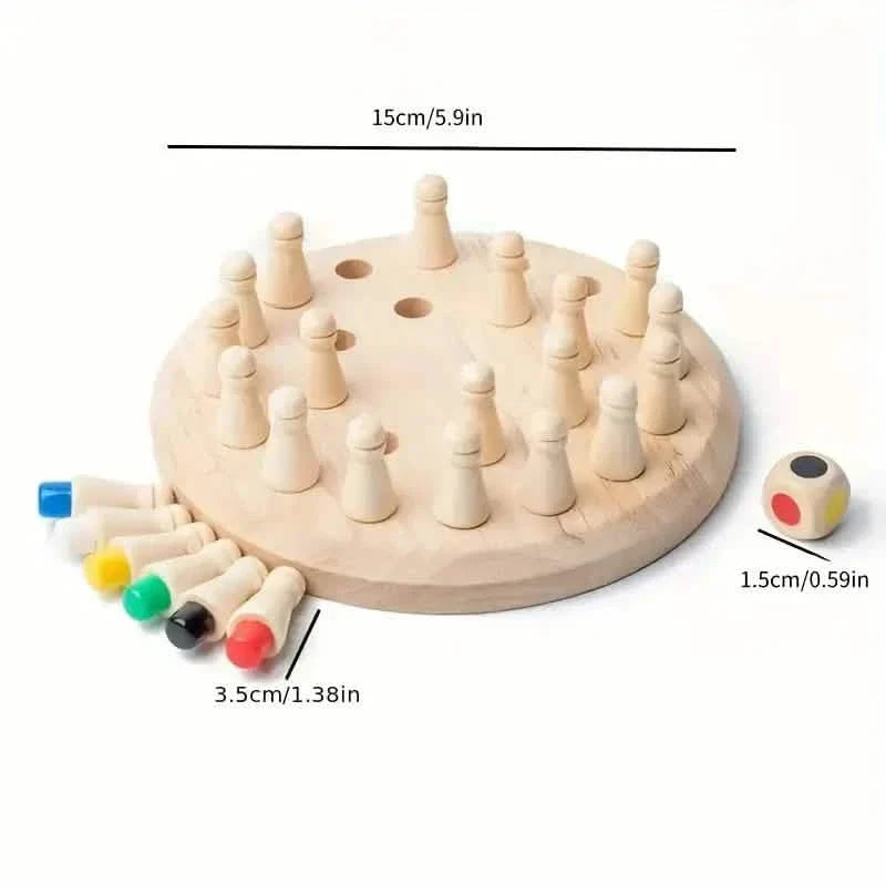 Wooden Memory Match Game - Educational Chess Puzzle for Kids &amp; Adults