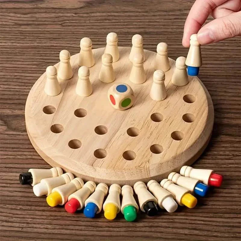 Wooden Memory Match Game - Educational Chess Puzzle for Kids &amp; Adults